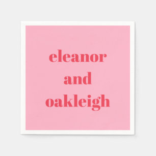 Colourful Red Pink Modern Simple Wedding Custom  Napkin