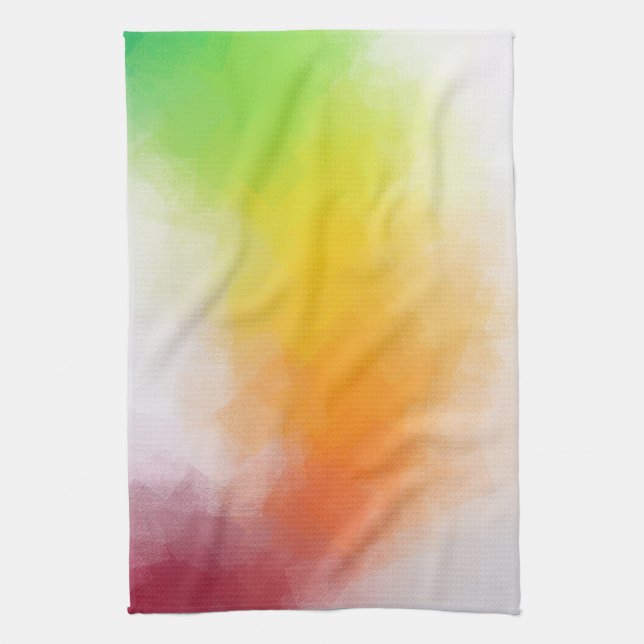 Colourful Red Purple Blue Green Yellow Template Tea Towel (Vertical)