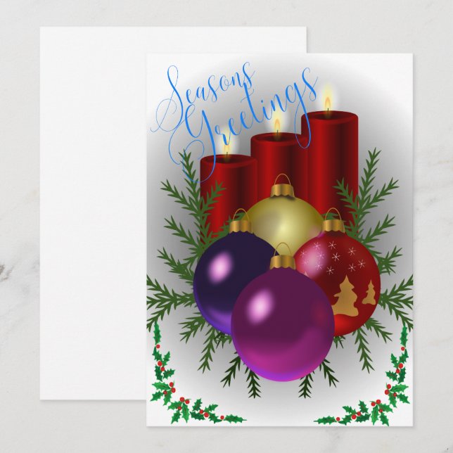 Colourful Red Seasons Greetings   Holiday Card (Front/Back)