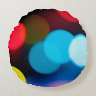 colourful (red sky artic an yellow colour) blurred round cushion