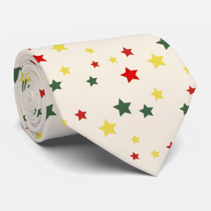 Colourful Red Star Pattern Festive Modern Christma Tie