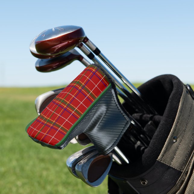 Colourful Red Tartan Plaid Golf Head Cover (In Situ)