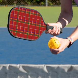 Colourful Red Tartan Plaid Pickleball Paddle