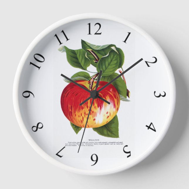Colourful Red Wealthy Apple Clock (Front)
