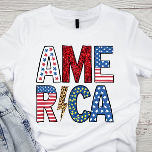 Colourful Red, White, and Blue Patriotic America T-Shirt