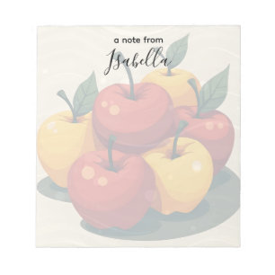 Colourful Red & Yellow Apples Personalised Notepad