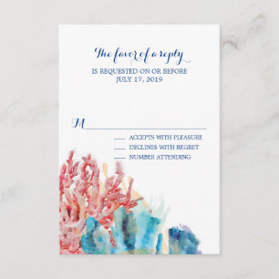 Colourful Reefs Watercolor   Wedding RSVP Card