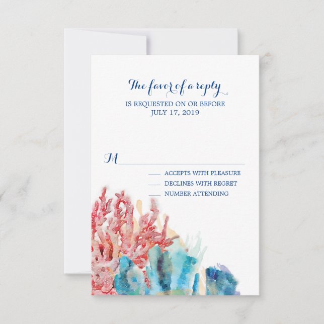 Colourful Reefs Watercolor | Wedding RSVP Card (Front)