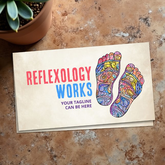 Colourful Reflexology Footprints flourish ornament Business Card (Creator Uploaded)