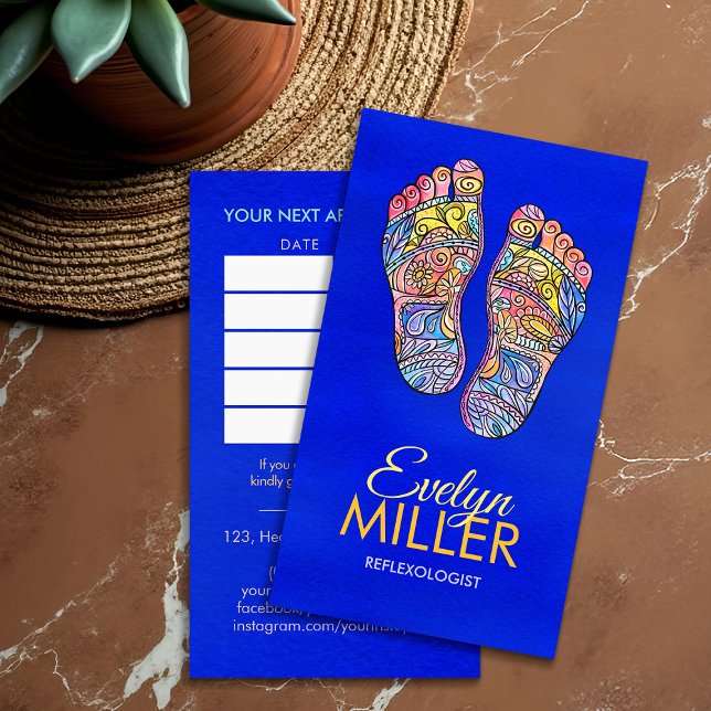 Colourful Reflexology Footprints flourish ornament Business Card (Creator Uploaded)