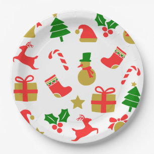 Colourful Reindeer Christmas Tree Festive Holiday Paper Plate