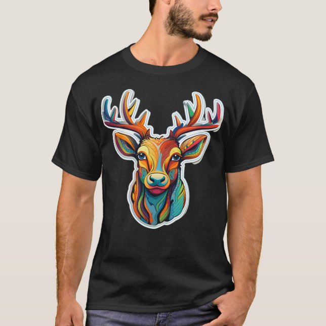 Colourful Reindeer T-Shirt (Front)