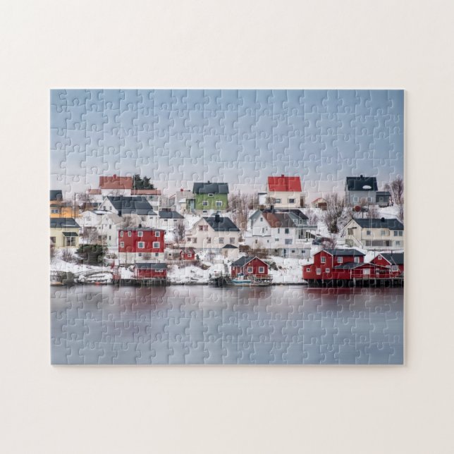 Colourful  Reine Fishing Village Artic Travel Jigsaw Puzzle (Horizontal)