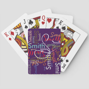 Colourful Repeating Family Name Purple Playing Cards