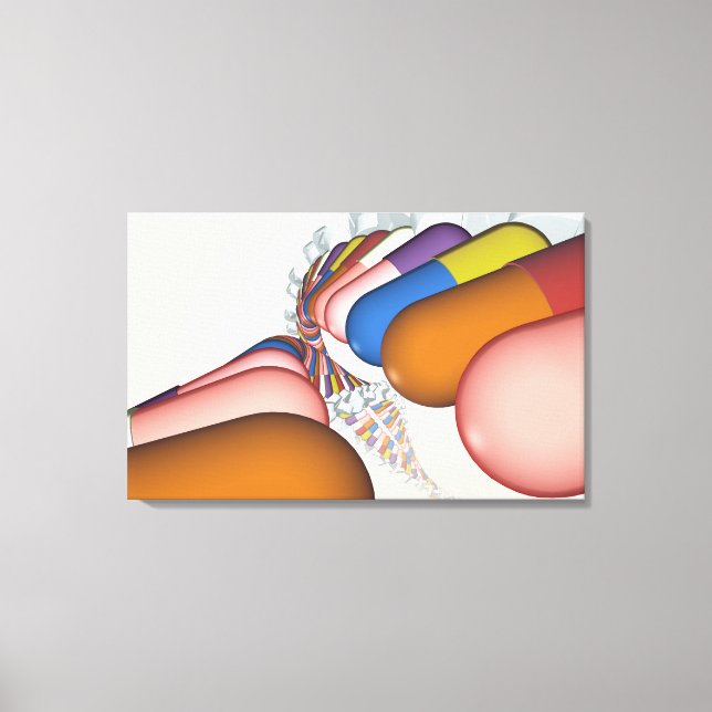 Colourful representation of a DNA strand Canvas Print (Front)