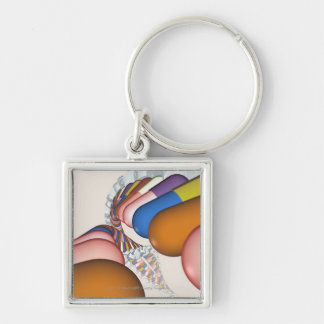 Colourful representation of a DNA strand Key Ring