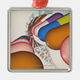 Colourful representation of a DNA strand Metal Tree Decoration