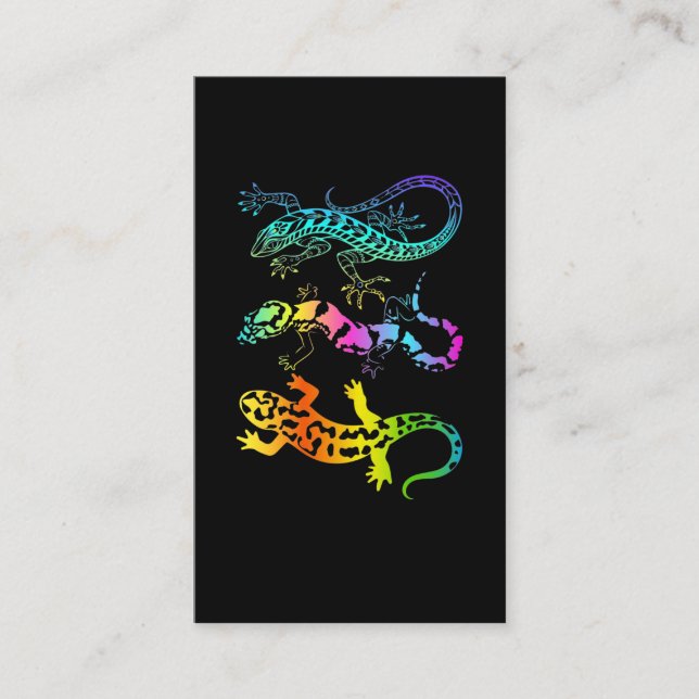 Colourful Reptile Art Gecko Lizard Pastel Business Card (Front)