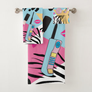 Colourful Retro 1990's Nineties Pattern Bath Towel Set