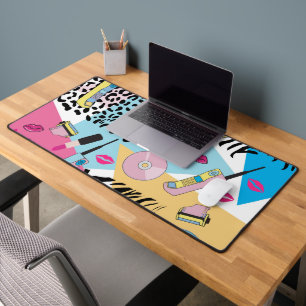 Colourful Retro 1990's Nineties Pattern Desk Mat