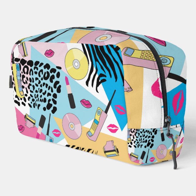 Colourful Retro 1990's Nineties Pattern Dopp Kit (Right Corner)