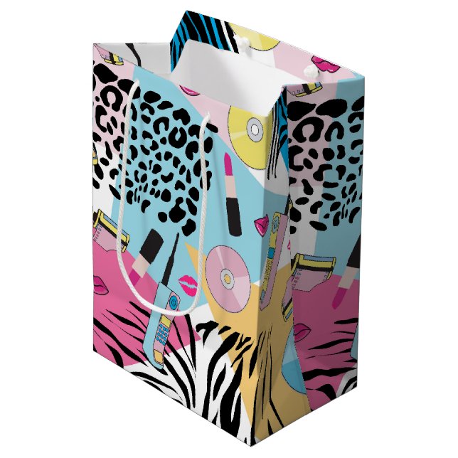 Colourful Retro 1990's Nineties Pattern Medium Gift Bag (Front Angled)