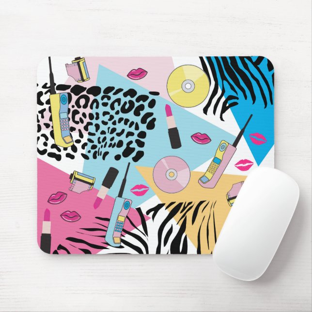 Colourful Retro 1990's Nineties Pattern Mouse Pad (With Mouse)
