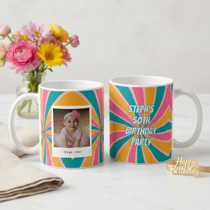Colourful Retro 50th Birthday Photo  Coffee Mug