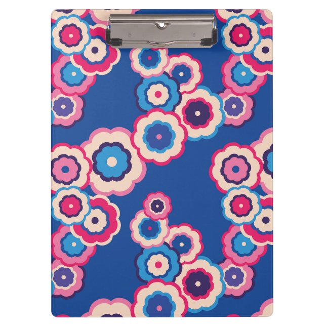 Colourful retro 60's floral clipboard (Front)