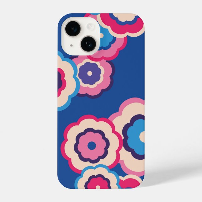 Colourful Retro 60's Floral pattern iPhone Case (Back)