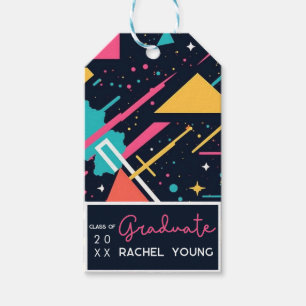 Colourful retro 80s Graduation Party Gift Tags