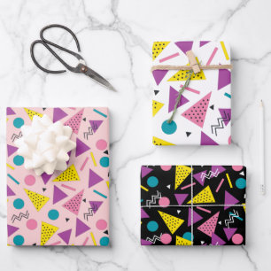 Colourful Retro 80s Wrapping Paper Sheet