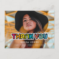 Colourful retro 90s graduation Thank you photo