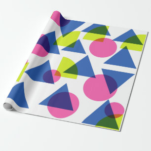 Colourful Retro 90s Neon Geometric Shapes Wrapping Paper