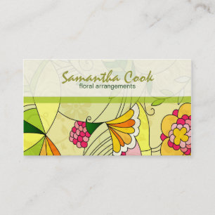 Colourful Retro Abstract Floral Collage 2 Business Card
