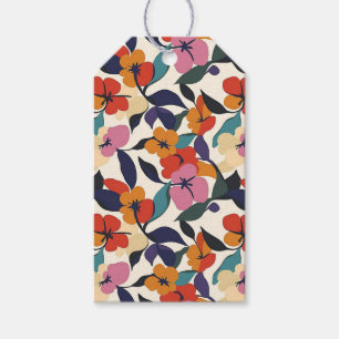 Colourful Retro Abstract Floral Patterned Gift Tags