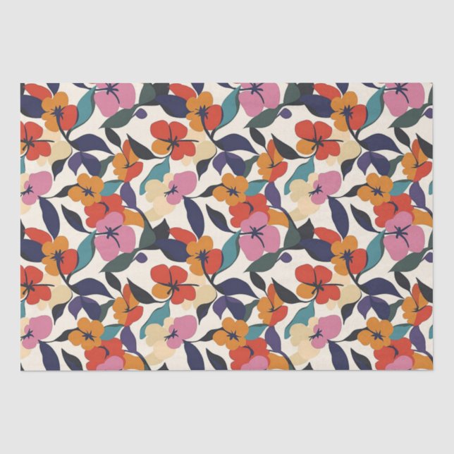 Colourful Retro Abstract Floral Patterned Tissue Paper (Front)