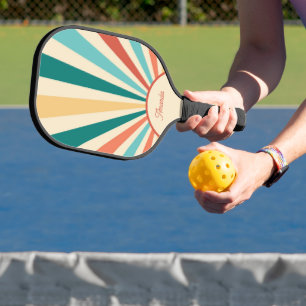Colourful Retro Abstract Sun Rays Sunrise Pickleball Paddle