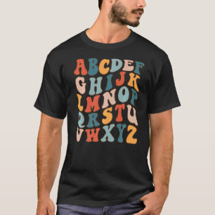 Colourful Retro Alphabets For Kindergarten Teacher T-Shirt