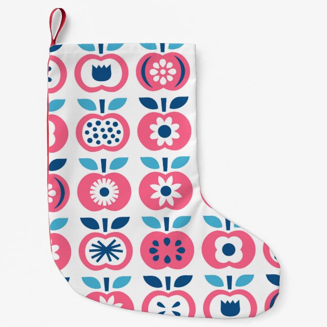 Colourful Retro Apple Seamless Pattern Small Christmas Stocking (Front)
