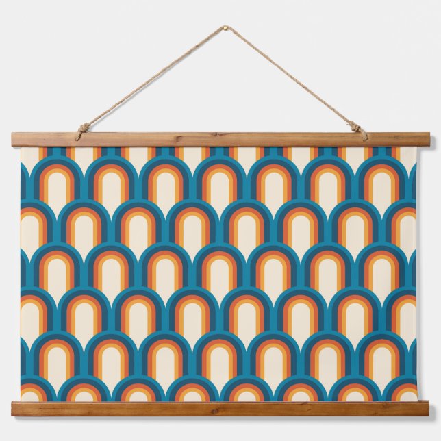 Colourful Retro Arch Rainbow Pattern  Hanging Tapestry (Front)