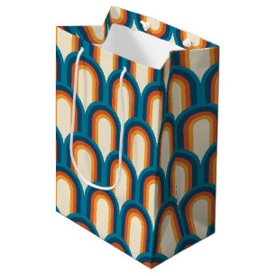 Colourful Retro Arch Rainbow Pattern Medium Gift Bag