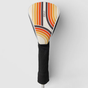Colourful retro arches and lines golf head cover