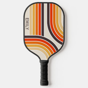Colourful retro arches and lines pickleball paddle