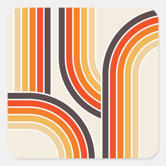 Colourful retro arches and lines square sticker (Front)