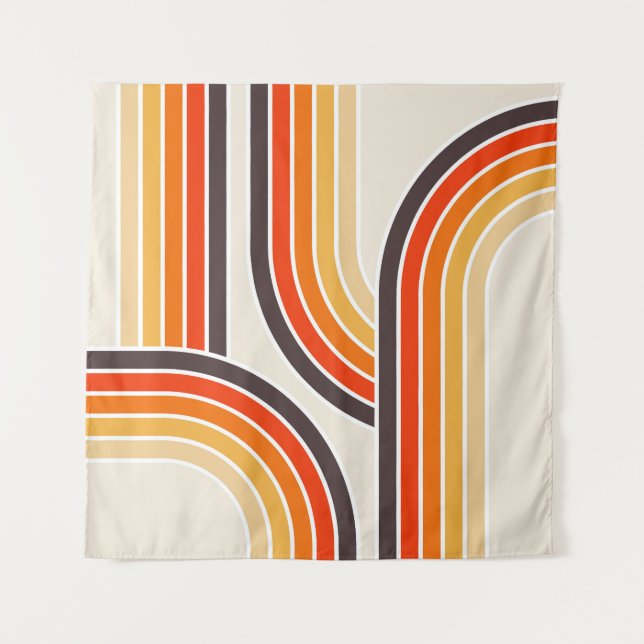 Colourful retro arches and lines tapestry (Front)