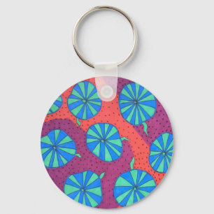 Colourful Retro Art Print Keychain