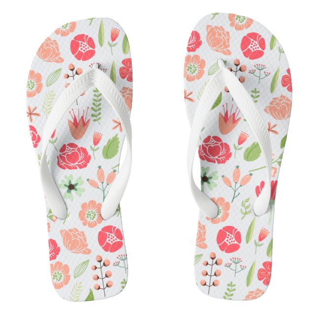Colourful Retro Assorted Flowers Pattern 2 Jandals (Footbed)