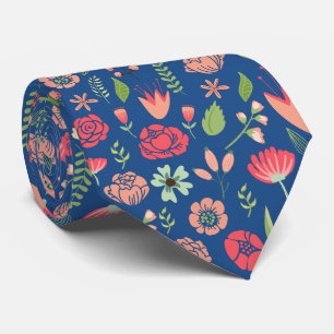 Colourful Retro Assorted Flowers Pattern 2 Tie