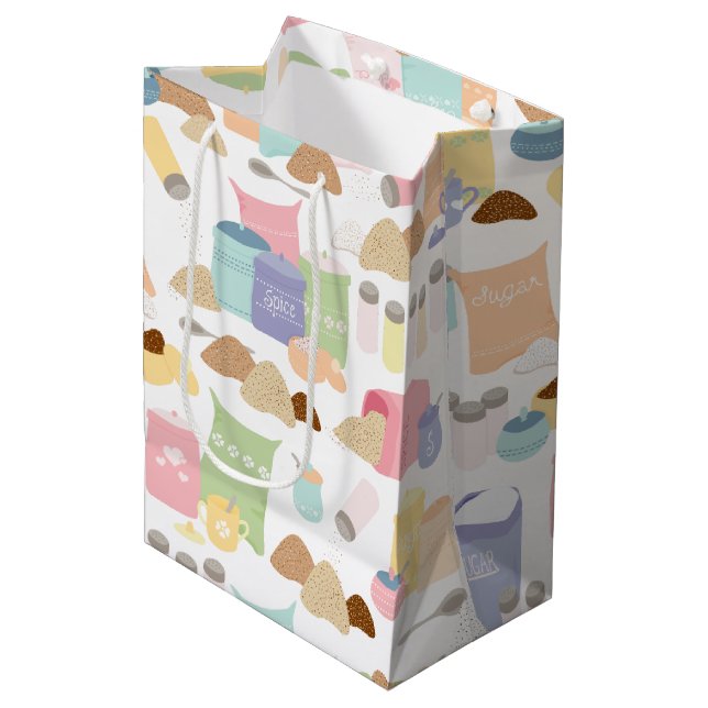 Colourful Retro Baking Ingredient Containers Medium Gift Bag (Front Angled)